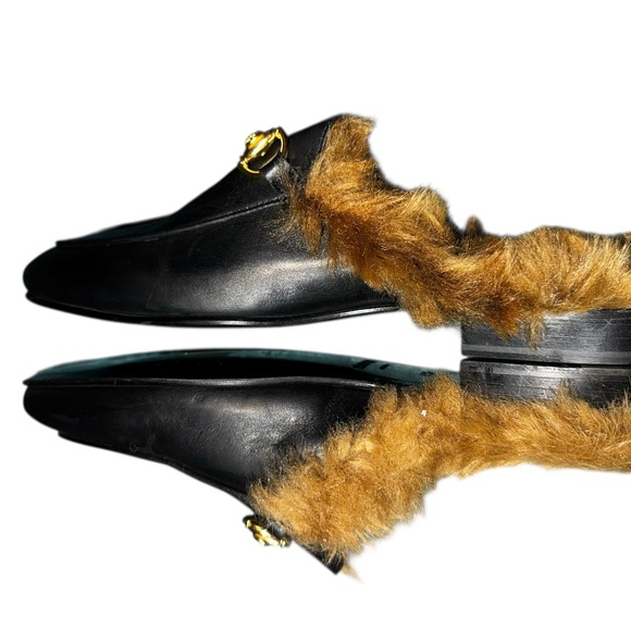 Men’s Roberto Cavalli leather & faux fur loafers with gold-tone logo US 12 main image 5